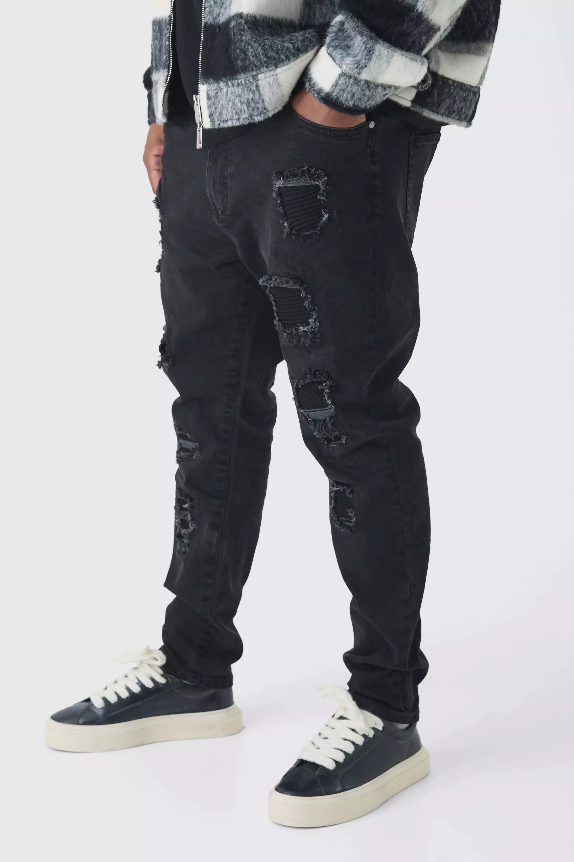 Washed black biker jeans new arrivals